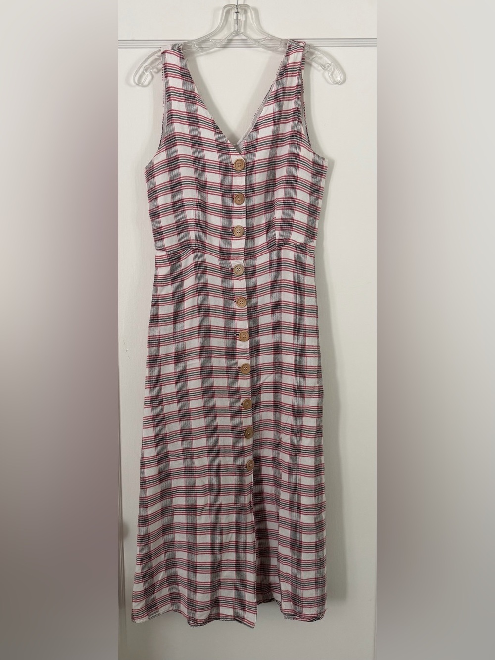 Mango - MNG Casual Plaid Button-Front Sleeveless Dress - Size 4